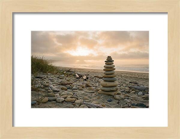 Beach Stone Stacking Art