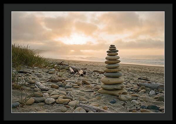 Beach Stone Stacking Art