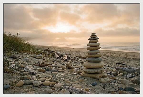 Beach Stone Stacking Art