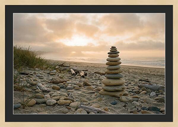 Beach Stone Stacking Art
