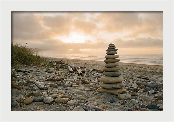 Beach Stone Stacking Art