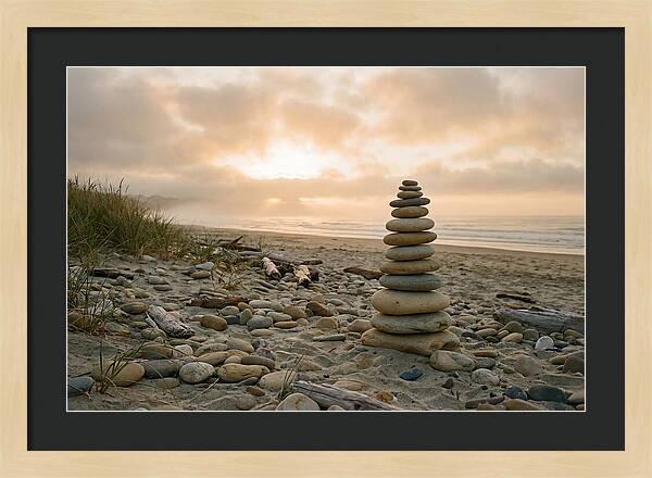 Beach Stone Stacking Art