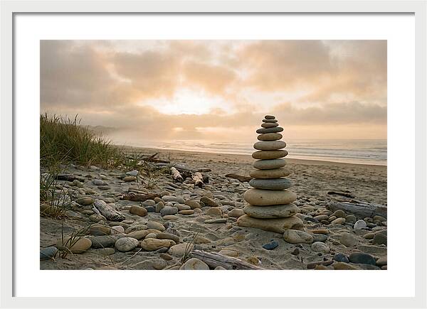 Beach Stone Stacking Art