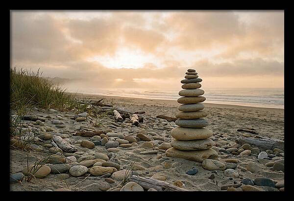 Beach Stone Stacking Art