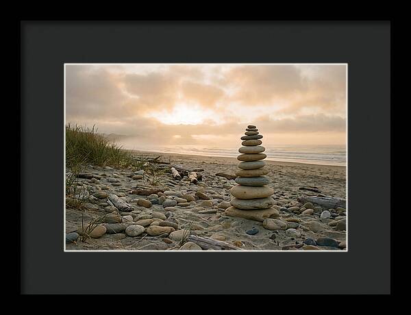 Beach Stone Stacking Art
