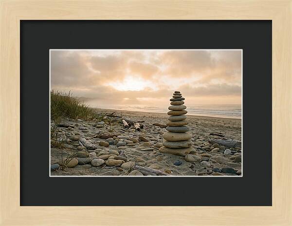 Beach Stone Stacking Art