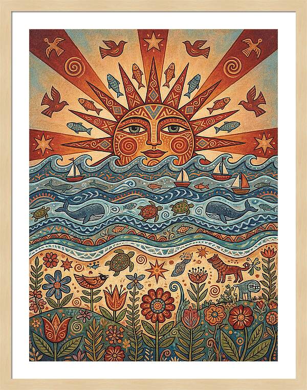 Beach Sunrise Folk Art