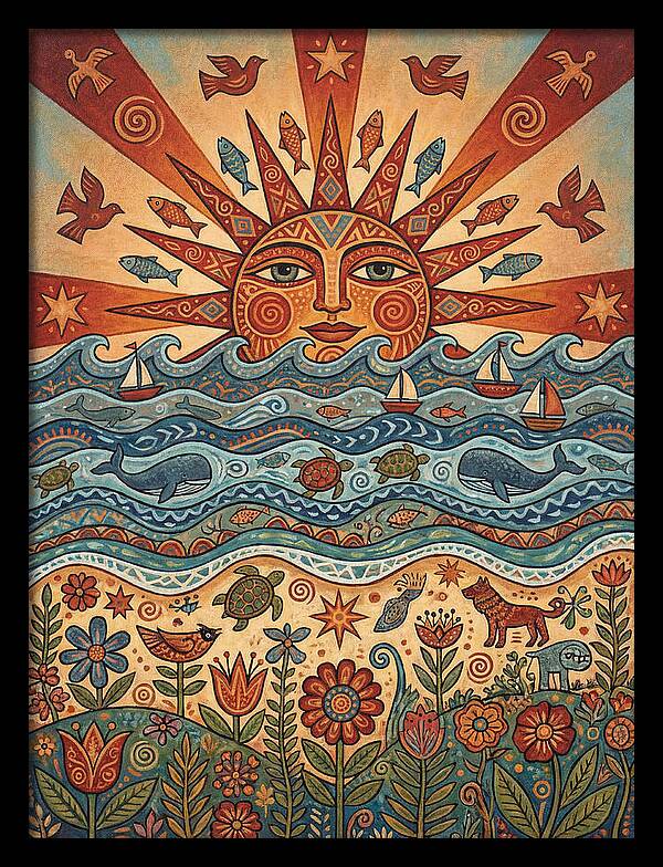 Beach Sunrise Folk Art