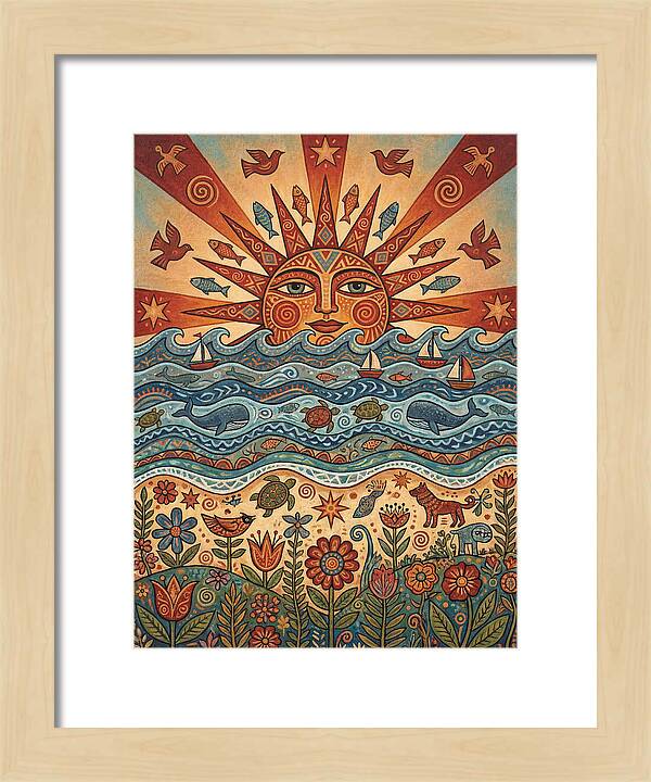 Beach Sunrise Folk Art