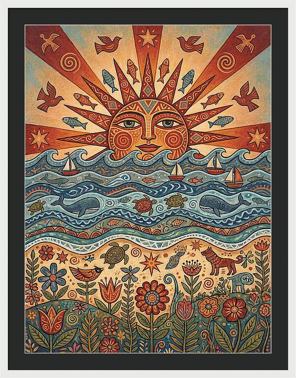 Beach Sunrise Folk Art