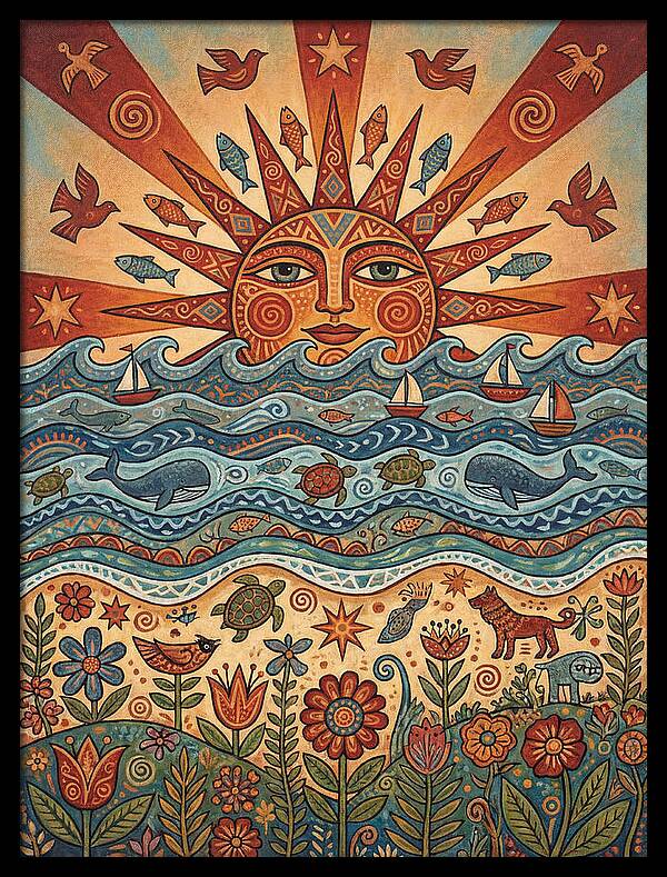 Beach Sunrise Folk Art