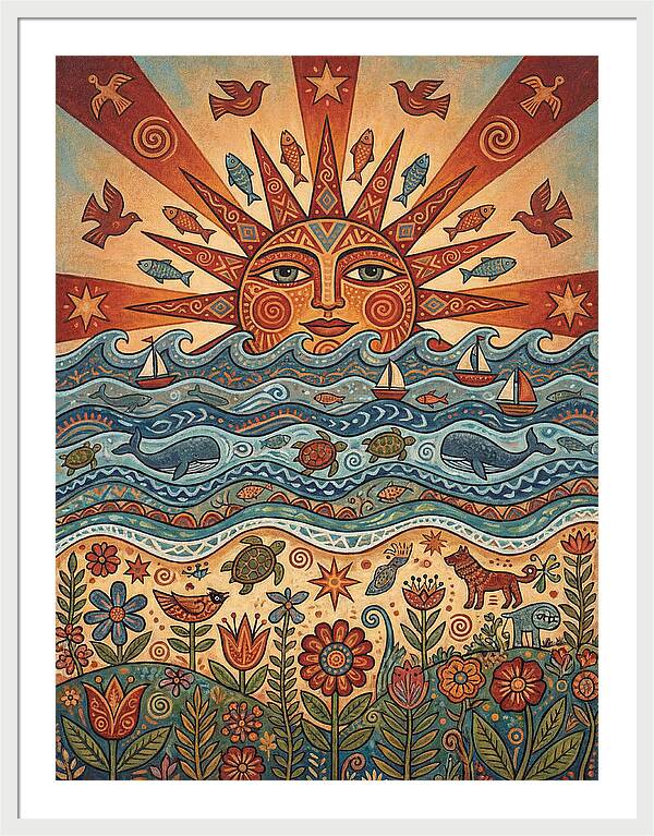 Beach Sunrise Folk Art