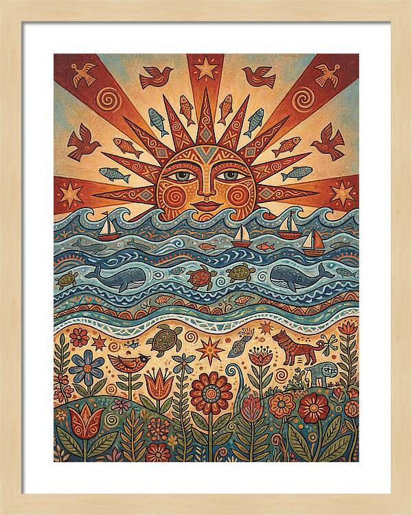 Beach Sunrise Folk Art