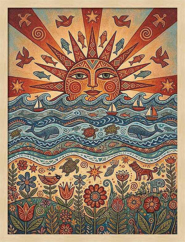 Beach Sunrise Folk Art