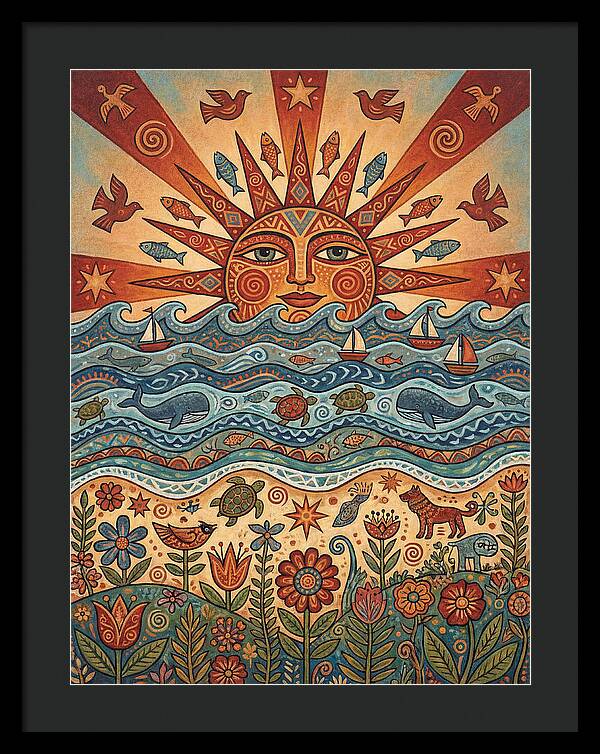 Beach Sunrise Folk Art