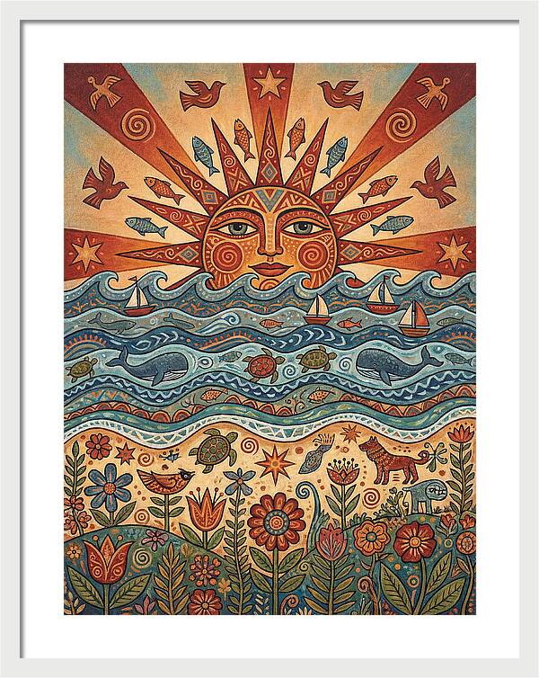 Beach Sunrise Folk Art