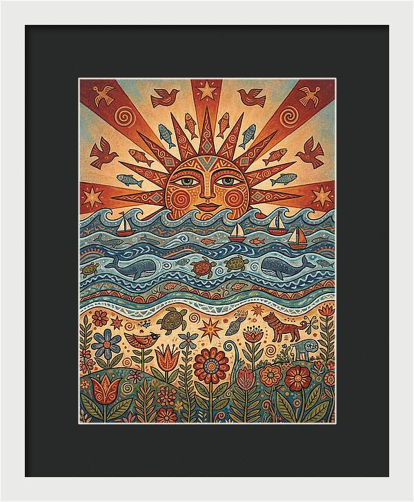 Beach Sunrise Folk Art