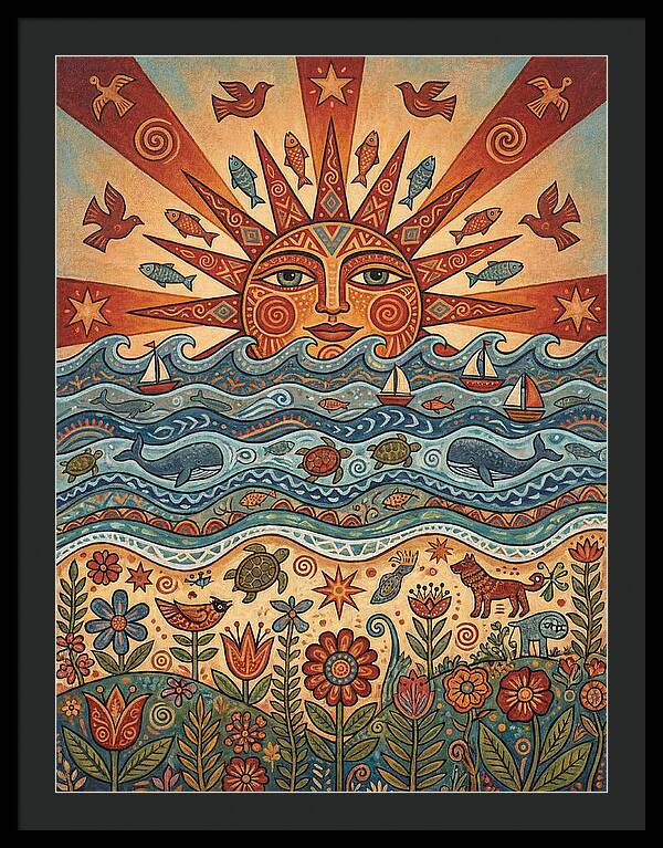 Beach Sunrise Folk Art