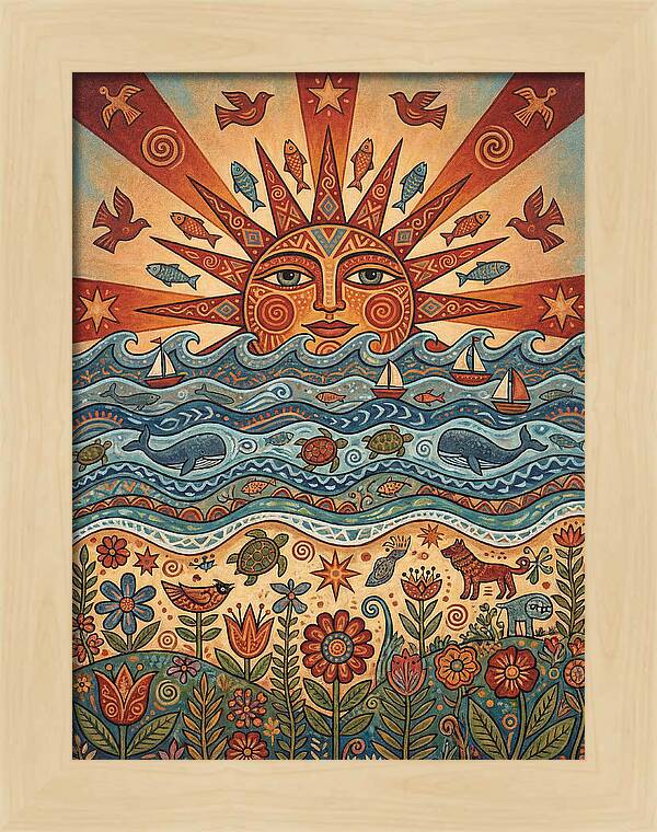 Beach Sunrise Folk Art