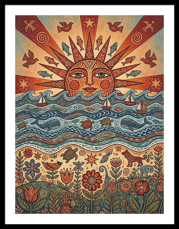 Beach Sunrise Folk Art