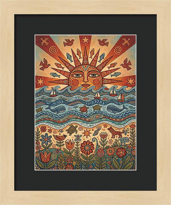 Beach Sunrise Folk Art