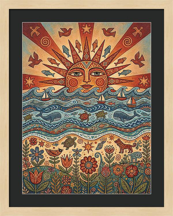 Beach Sunrise Folk Art