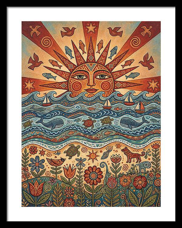 Beach Sunrise Folk Art