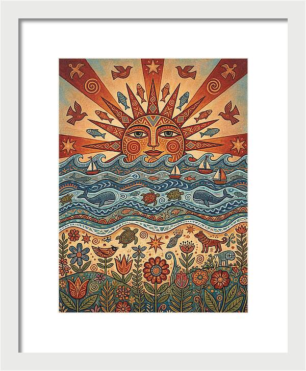 Beach Sunrise Folk Art