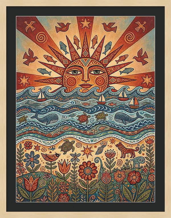 Beach Sunrise Folk Art