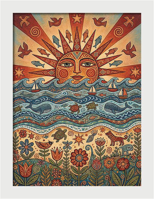 Beach Sunrise Folk Art
