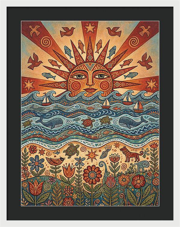 Beach Sunrise Folk Art