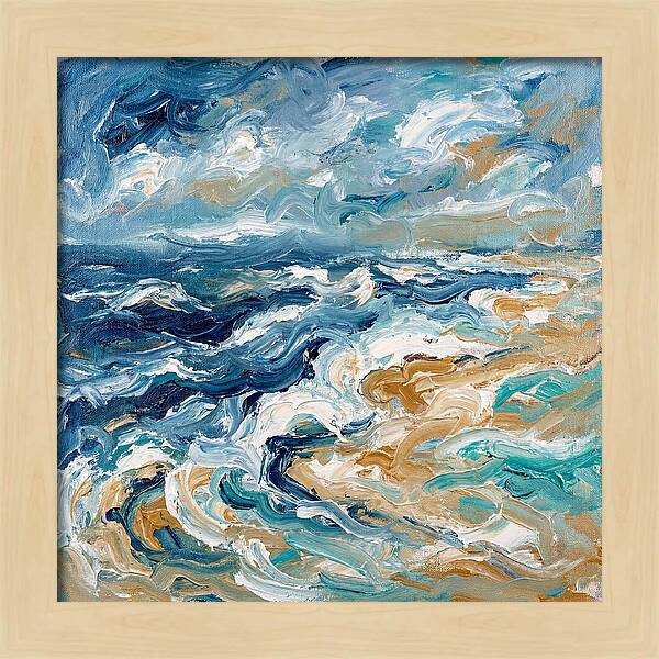 Beach Waves In Expressionist Style