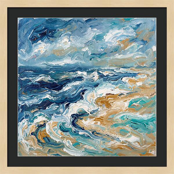 Beach Waves In Expressionist Style