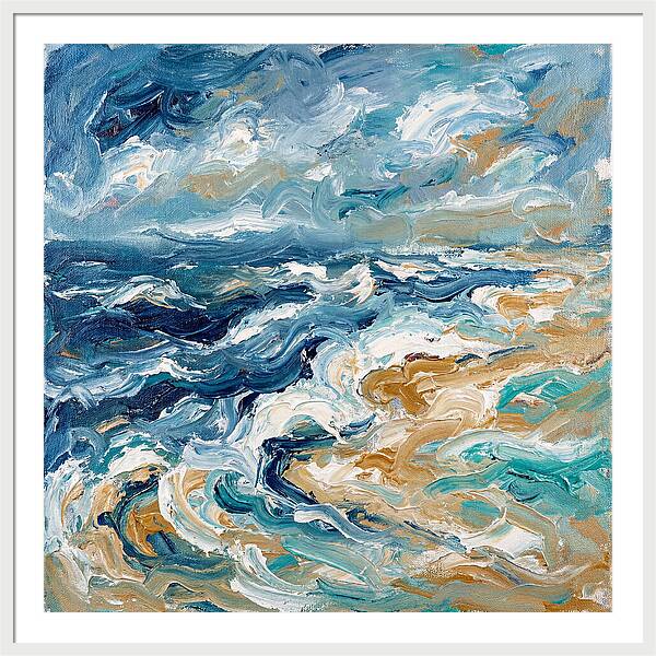 Beach Waves In Expressionist Style