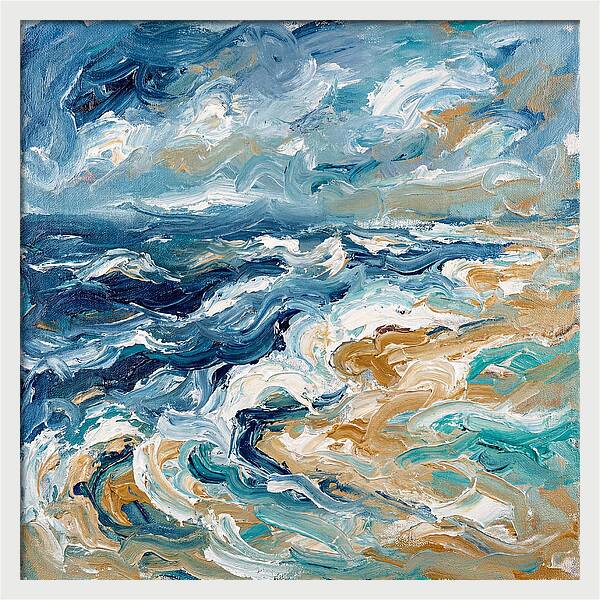 Beach Waves In Expressionist Style