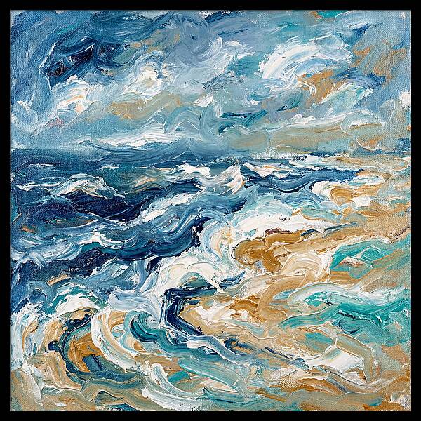 Beach Waves In Expressionist Style