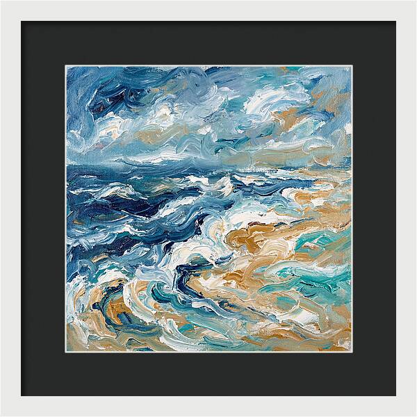 Beach Waves In Expressionist Style