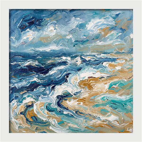 Beach Waves In Expressionist Style