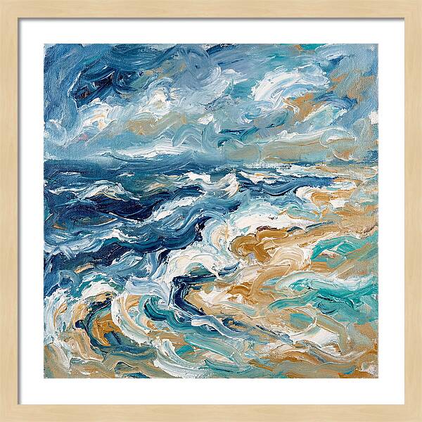 Beach Waves In Expressionist Style