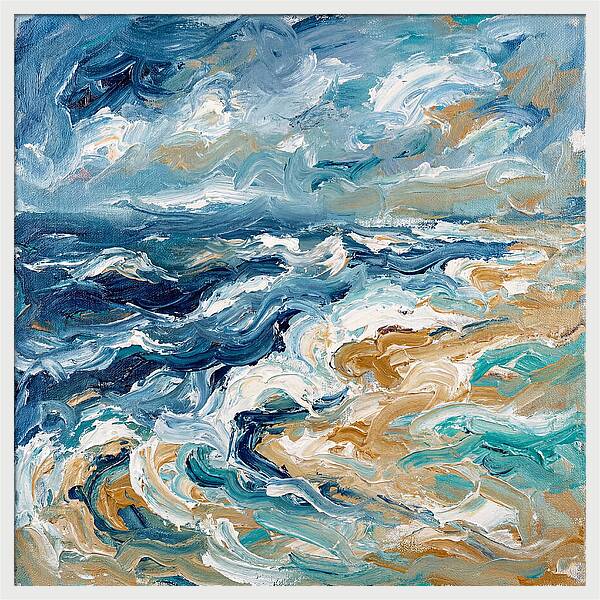 Beach Waves In Expressionist Style