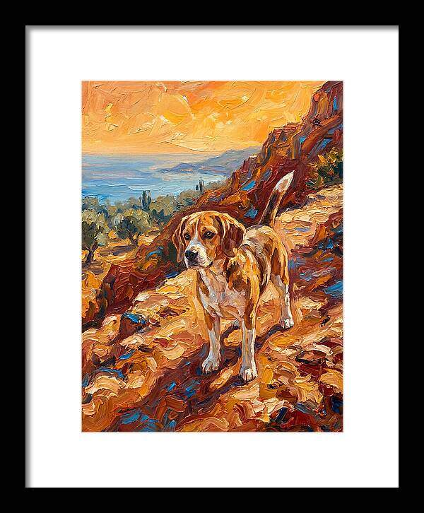 Beagle Against Mediterranean Sunset