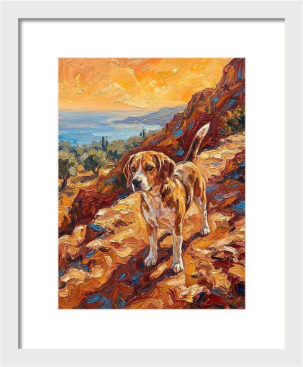 Beagle Against Mediterranean Sunset