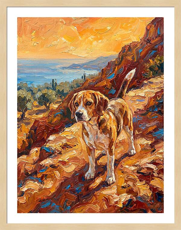 Beagle Against Mediterranean Sunset