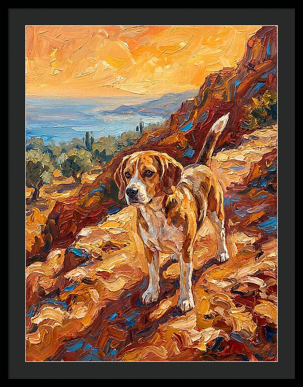 Beagle Against Mediterranean Sunset