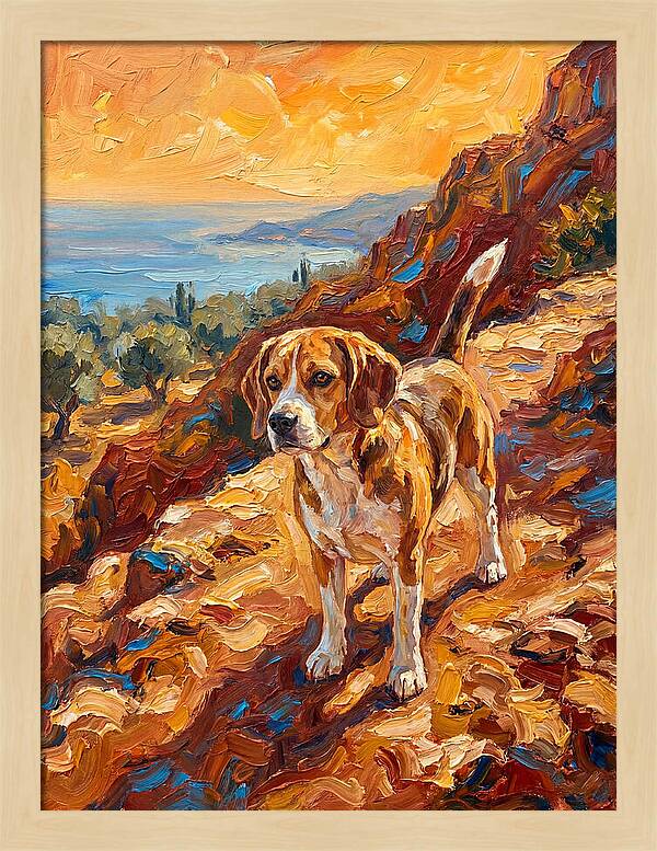 Beagle Against Mediterranean Sunset