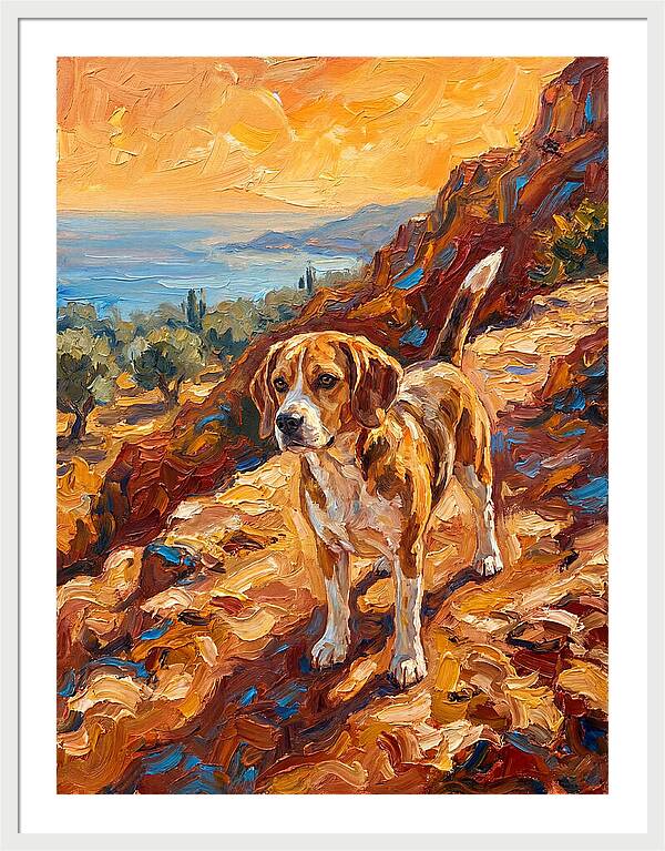 Beagle Against Mediterranean Sunset