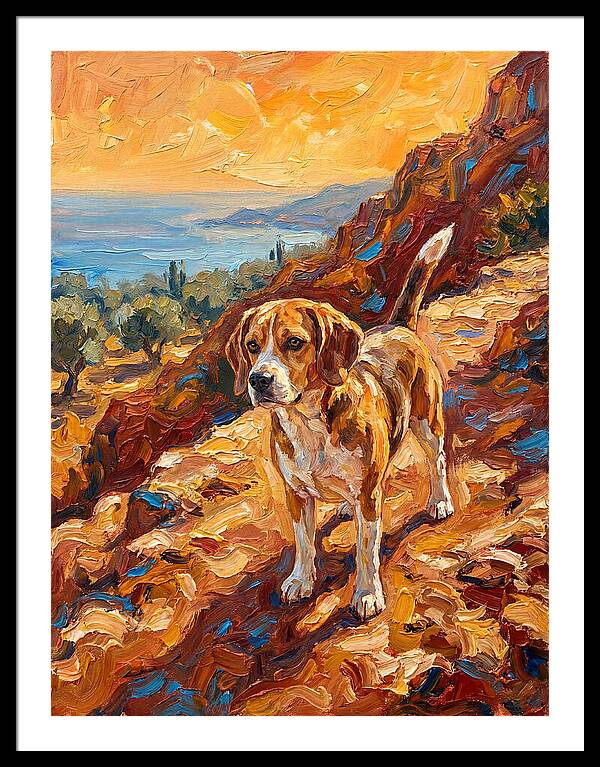 Beagle Against Mediterranean Sunset