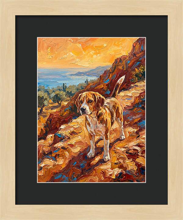 Beagle Against Mediterranean Sunset