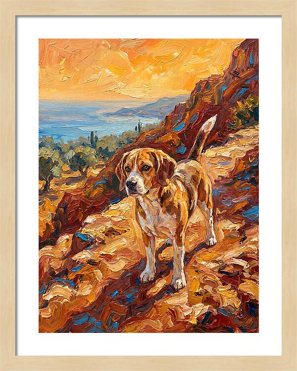 Beagle Against Mediterranean Sunset