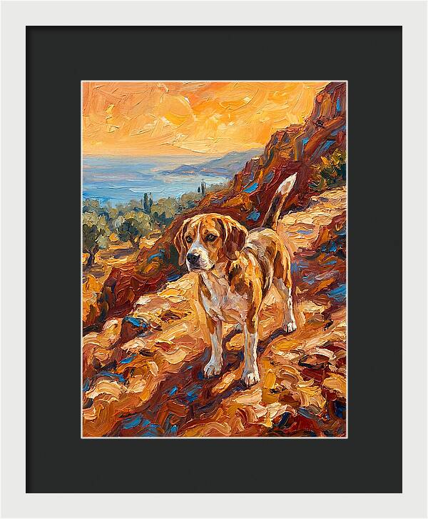 Beagle Against Mediterranean Sunset